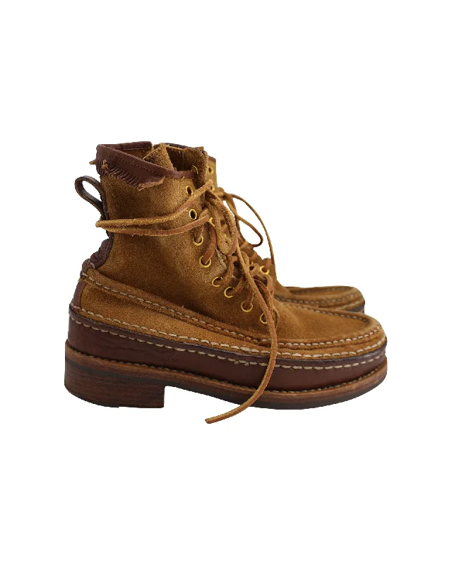 Visvim Grizzly Hi-Folk Boots in Brown Calfskin Suede