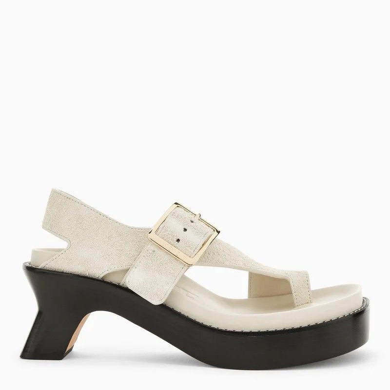 Sandals for tropical getaways-LOEWE Elegant Suede Heeled Slide Sandals