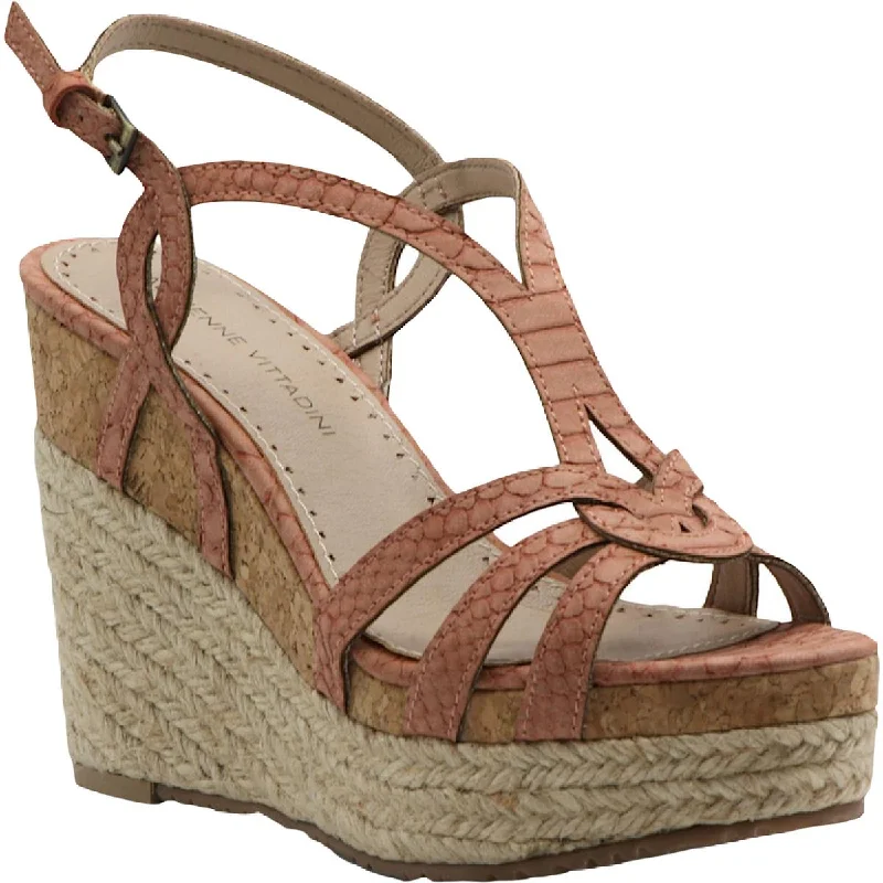 Sandals with soft leather soles-Adrienne Vittadini Womens Clutch Faux Leather Snake Print Platform Sandals