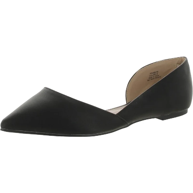 Flats for concert night-Journee Collection Womens Faux Leather Pointed Toe D'Orsay