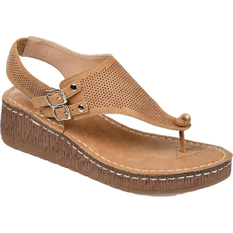 Sandals for weekend markets-Journee Collection Womens Mckell Buckle Wedge Sandals