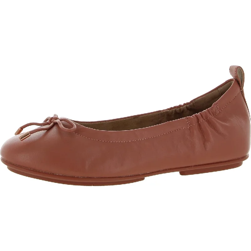 Flats with patent design-Fitflop Womens ALLEGRO BOW Leather Ballet Flats