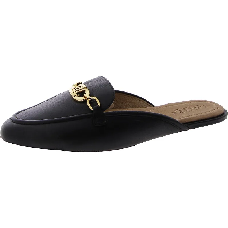 Flats with slip-resistant sole-Lauren Ralph Lauren Womens AVERI MULE Faux Leather Round toe Mules