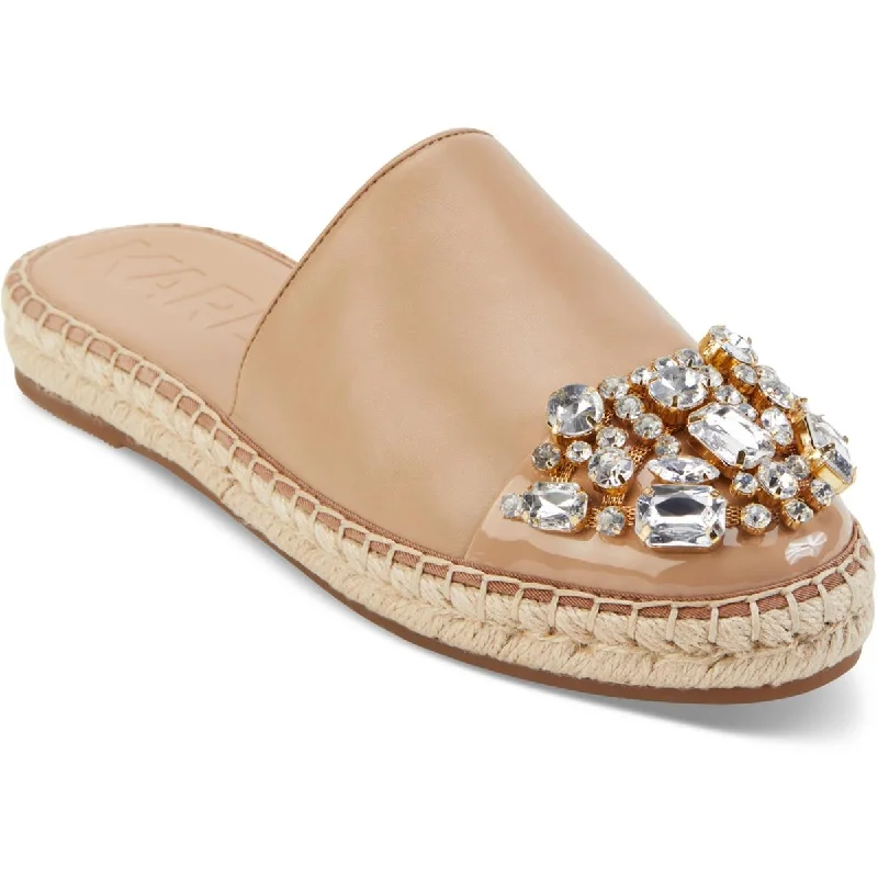 Flats for forest vibe-Karl Lagerfeld Paris Womens Maxwell Leather Embellished Espadrilles