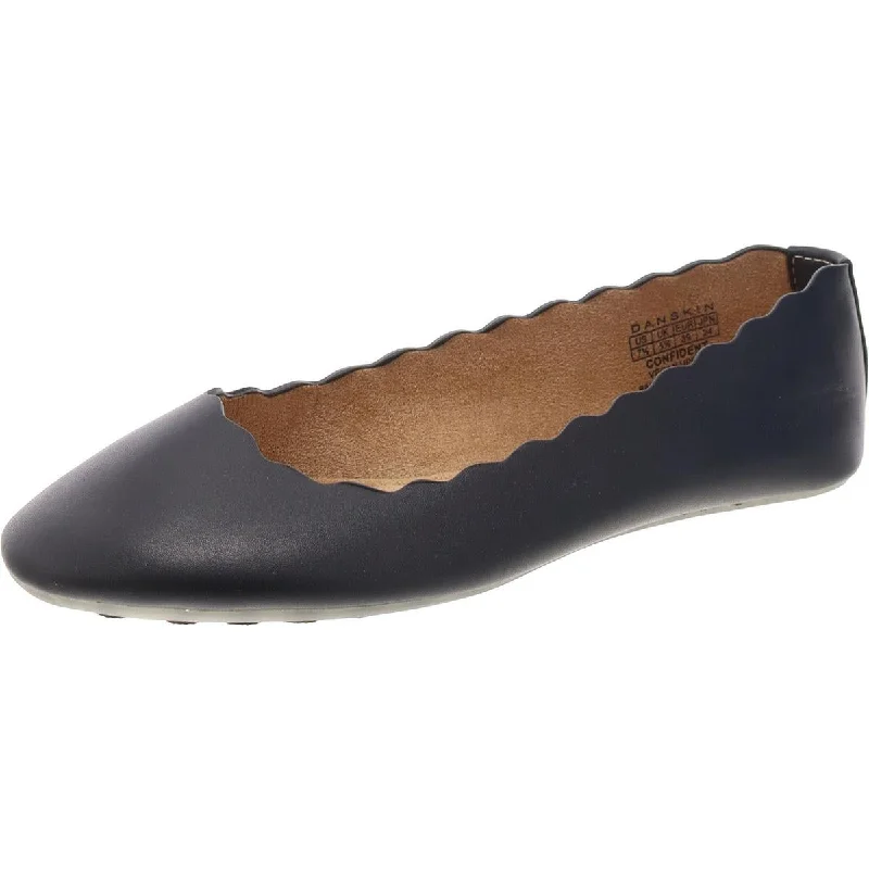 Flats for layer outfit-Danskin Womens Confident Faux Lather Scalloped Ballet Flats