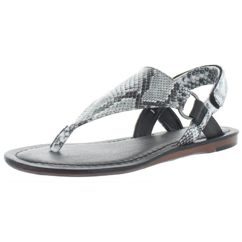 Sandals for summer comfort-JANE AND THE SHOE Womens Grace Faux Leather Snake Print Thong Sandals