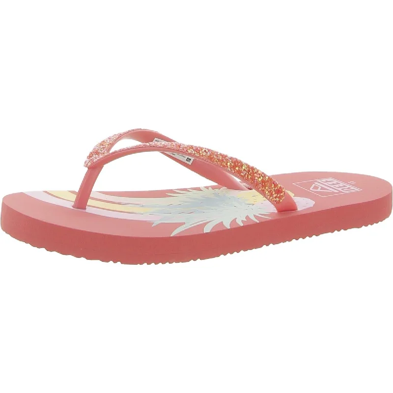 Sandals with grippy heels-Reef Girls Stargazer Print Glitter Thong Sandals