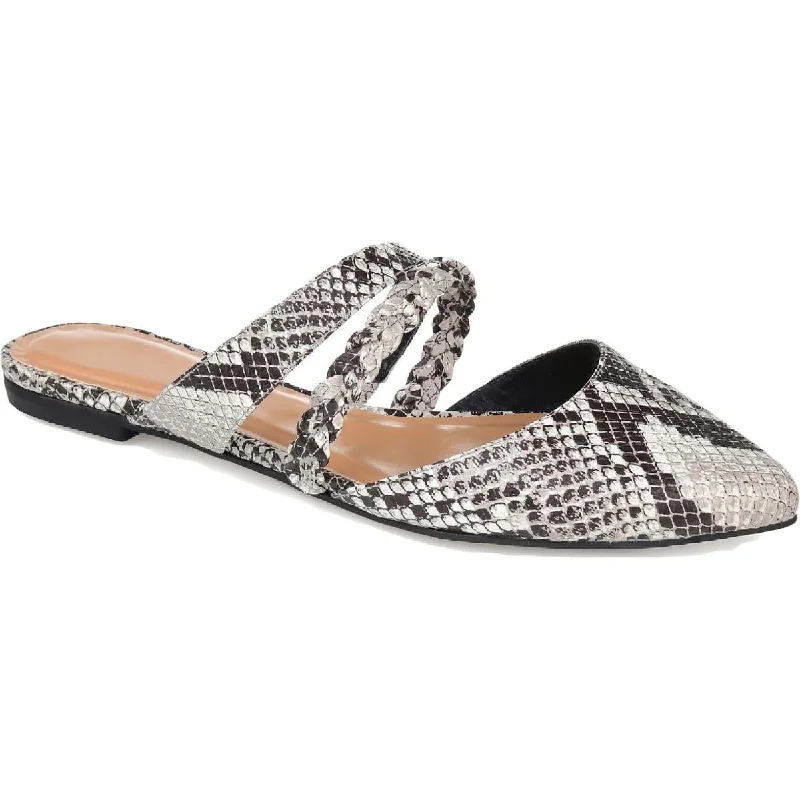 Flats with beaded feel-Journee Collection Womens Olivia Snake Print Strappy Pointed Toe Flats