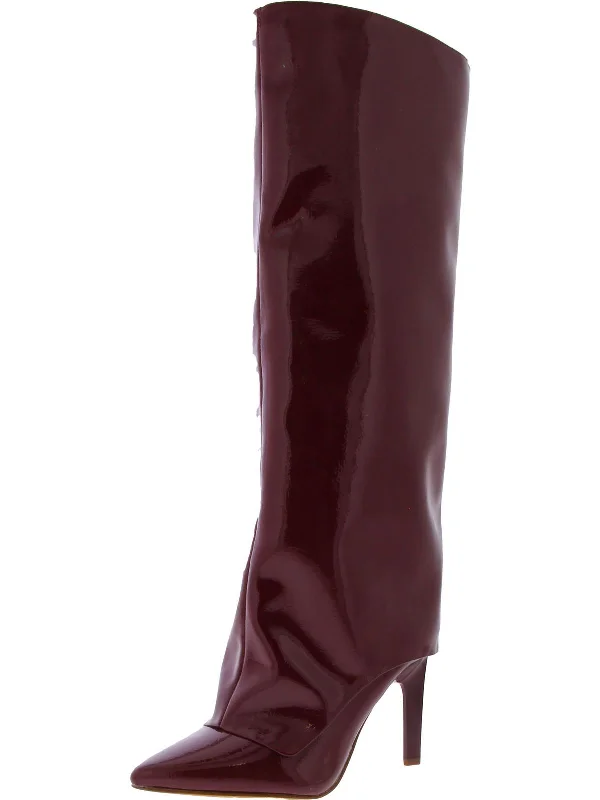 Womens Faux Leather Zipper Knee-High Boots