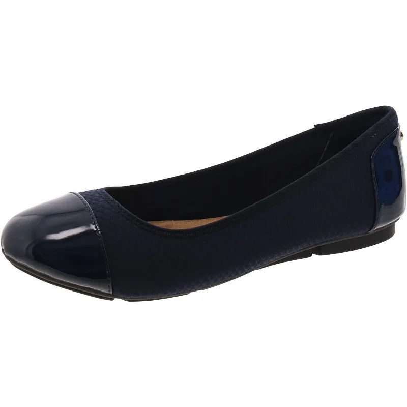 Flats with peep toe-Giani Bernini Womens Taylee Patent Trim Loafer Ballet Flats