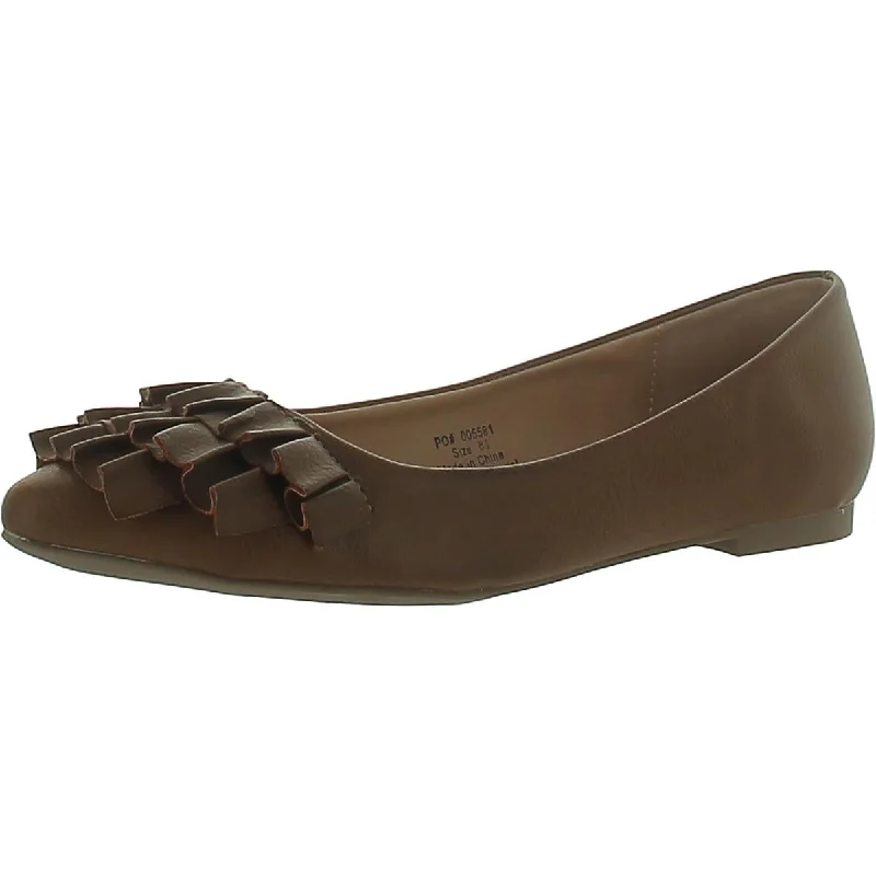 Flats for team meeting-Journee Collection Womens Faux Leather Slip On Ballet Flats