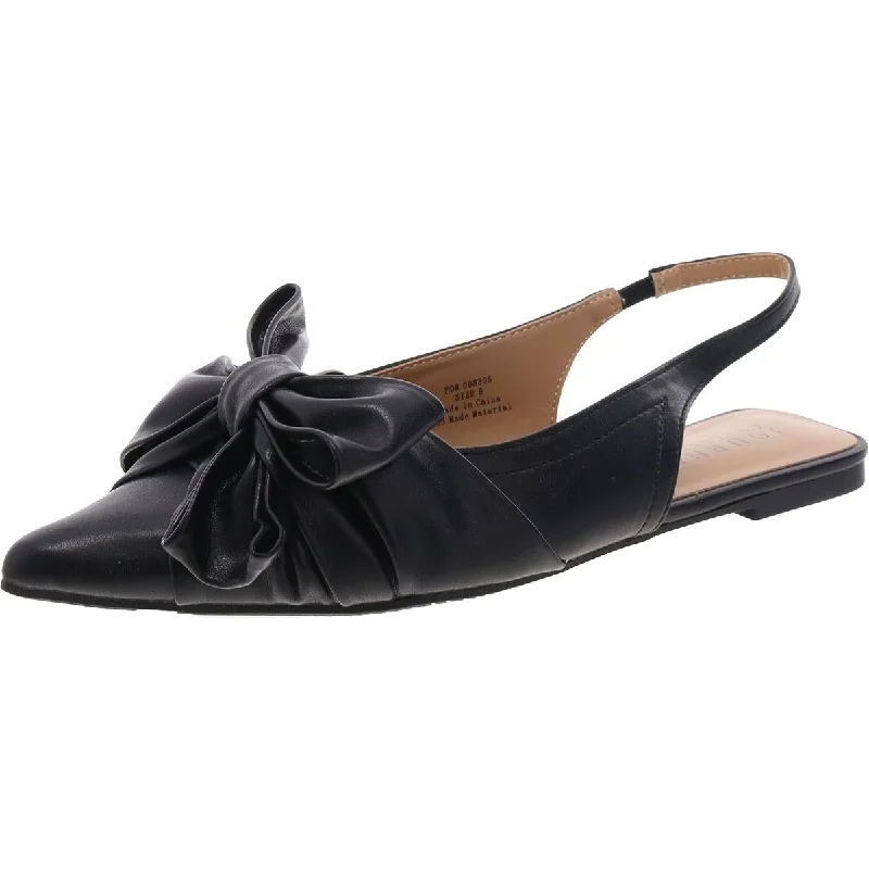 Flats for outdoor events-Journee Collection Womens Faux Leather Bow Ballet Flats