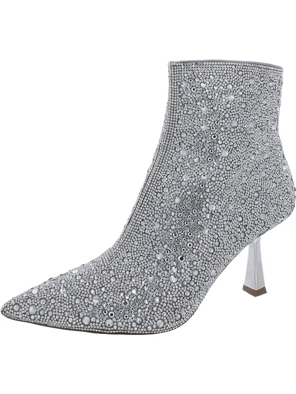 Are ankle boots good for lounging-boots with light fabric-Flashee Womens Satin Rhinestone Ankle Boots