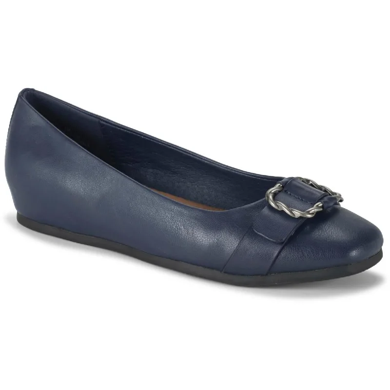 Flats for cool night-Baretraps Womens Colette Buckle Faux Leather Ballet Flats