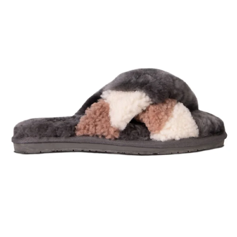 slippers for lasting gripLadies Duo-Tone Emma Sheepskin Slipper In Grey/brown