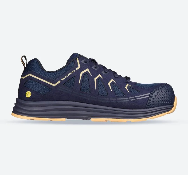 Athletic shoes with endurance styleMen's Wide Fit Skechers 200127EC Malad II Safety Sneakers - Navy/Tan