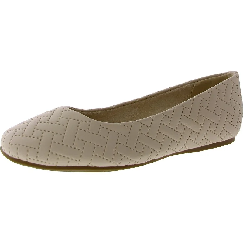 Flats for anniversary dinner-Easy Street Womens Mazi Faux Leather Slip On Ballet Flats