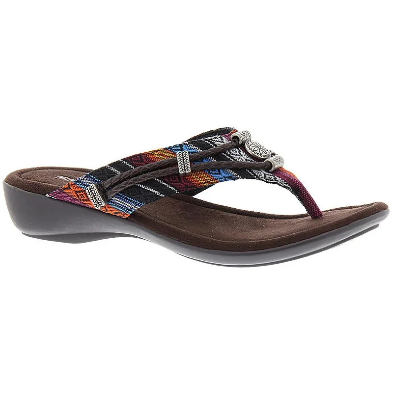 Flats with velvet toe-Minnetonka Womens Silverthorne Flats Slides Thong Sandals