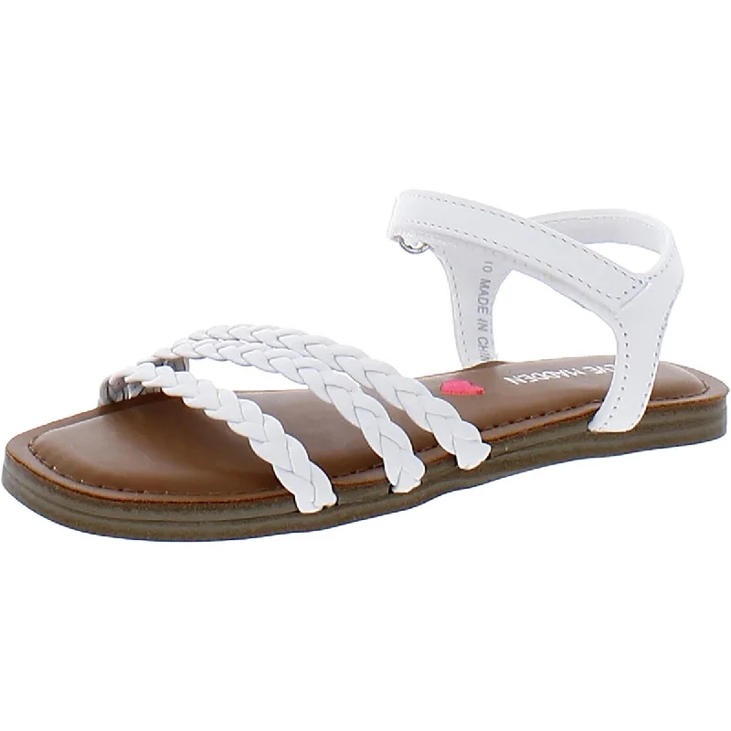 Sandals for poolside relaxation-Steve Madden Girls Georjia Braided Leather Strappy Sandals