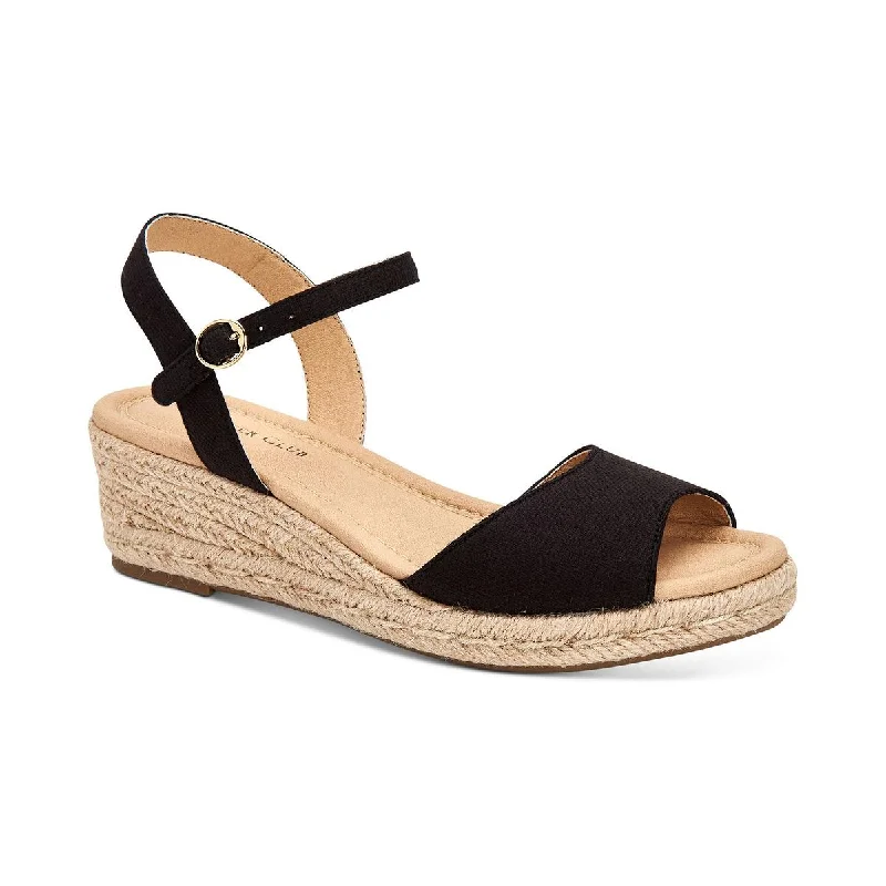 Sandals with breathable cushions-Charter Club Womens Luchia Canvas Wedge Sandals