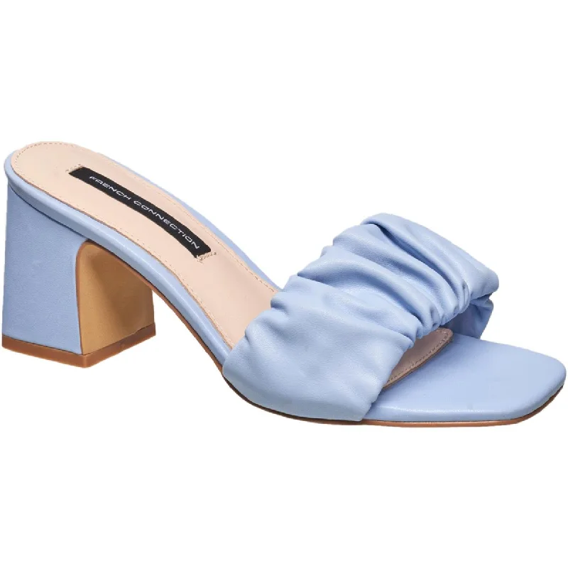 Sandals with supportive arches-French Connection Women's Challenge Faux Leather Slip On Block Heeled Sandals