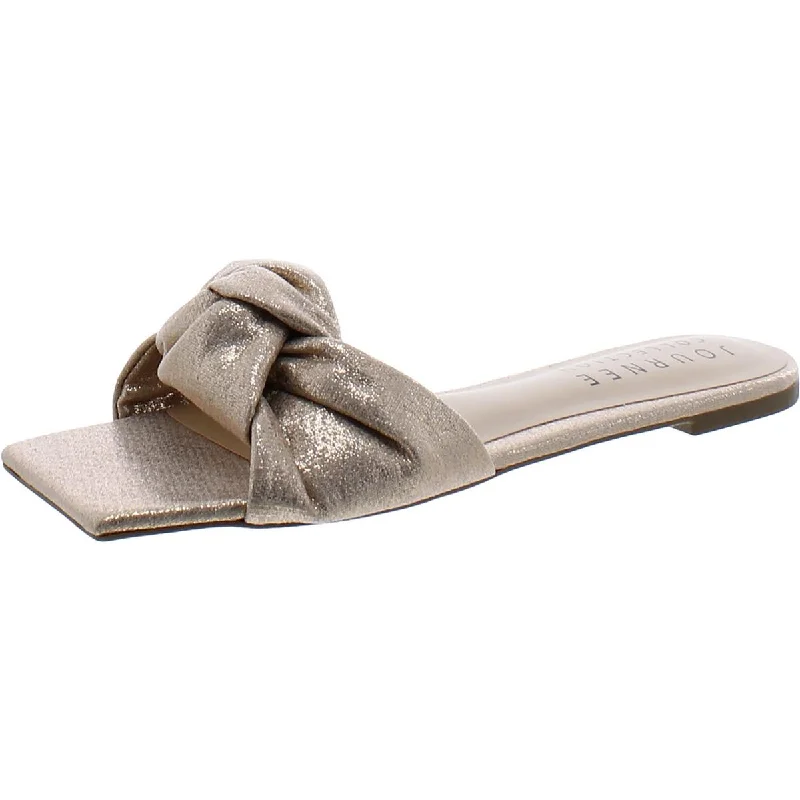 Flats with sequin design-Journee Collection Womens Woven Front Knot Slide