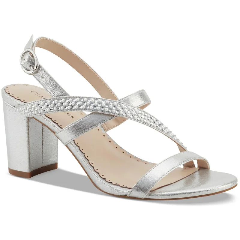 Lightweight sandals for travel-Charter Club Womens Lunah Glitter Criss-Cross Slingback Sandals