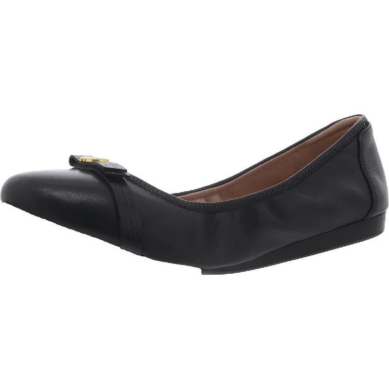 Flats with wingtip toe-Cole Haan Womens Tova Bow Ballet Leather Dressy Ballet Flats