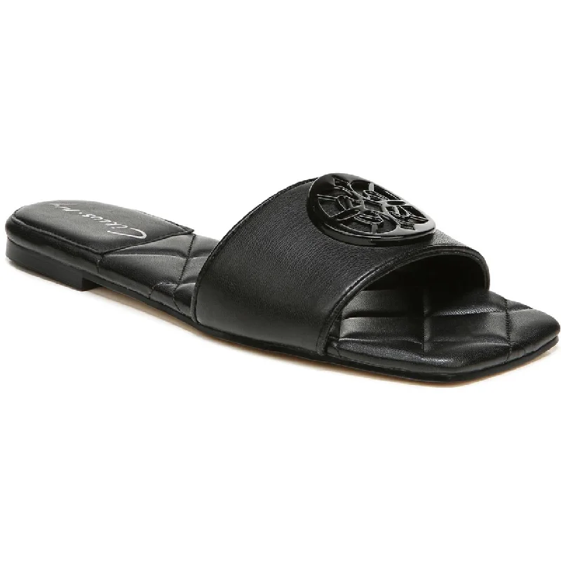 Sandals for luxury vacations-Circus by Sam Edelman Womens Arissa Faux Leather Embellished Slide Sandals