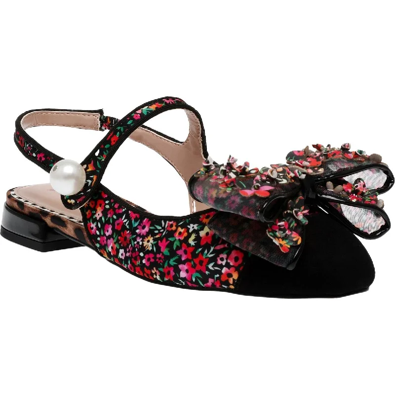 Flats with embroidered feel-Betsey Johnson Womens Floral Embellished Mary Janes