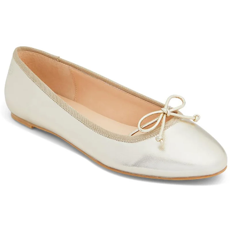 Flats with rubber feel-Jack Rogers Womens Serena Round Toe Leather Metallic Ballet Flats