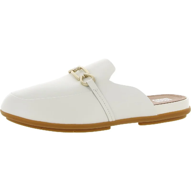 Flats for boho vibe-Fitflop Womens Gracie Leather Chain Mules