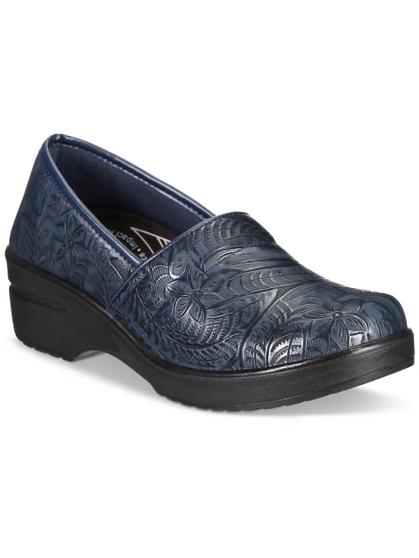 Lyndee Womens Faux Leather Flower eDesign Clogs