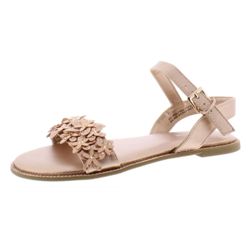 Sandals for weekend relaxation-Kenneth Cole Reaction Girls Brie Sparkle Embellished Floral Dress Sandals