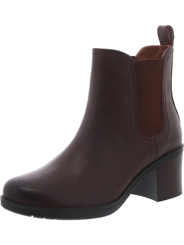 How to wear ankle boots casually-best boots for icy conditions-Hollis Sun Womens Leather Block Heel Ankle Boots