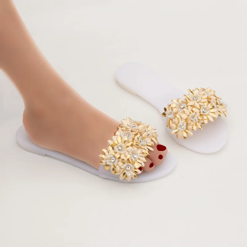 slippers with fun patternsCrystal bouquet slipper