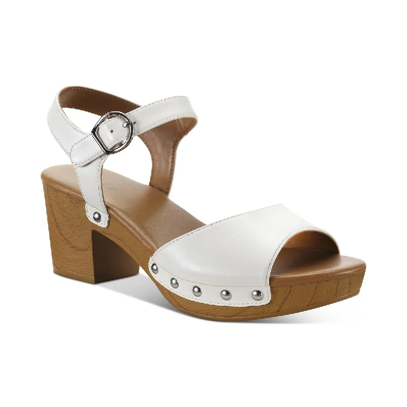 Sandals with glitter embellishments-Style & Co. Womens Anddreas Faux Leather Clog Heel Sandals