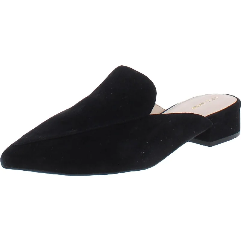 Flats with zipper toe-Cole Haan Womens Piper Suede Slip On Mules