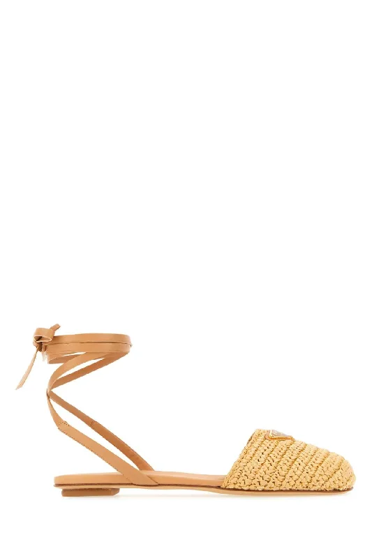 Sandals with trendy fringe details-PRADA Elegant Raffia Sandals for Women