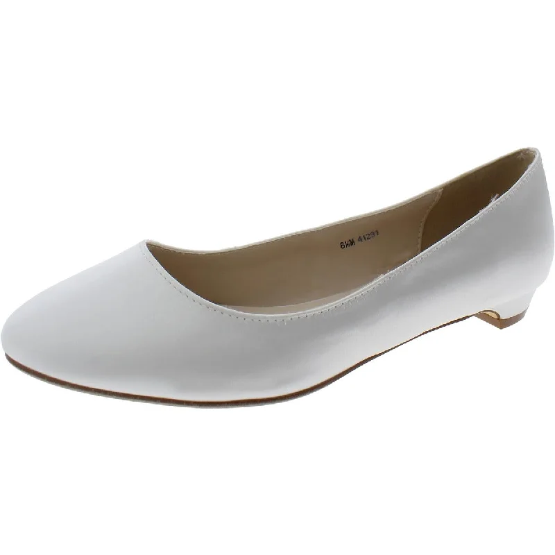 Flats with suede feel-Benjamin Walk Womens Vivian Satin Round Toe Ballet Flats