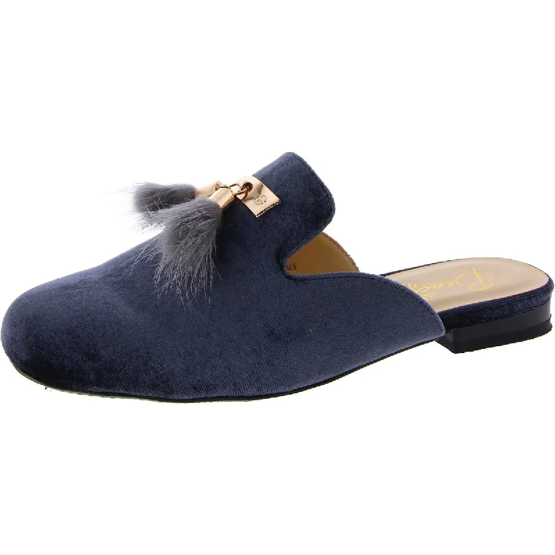 Flats for petite women-Beacon Womens LIZA Velvet Slip On Mules