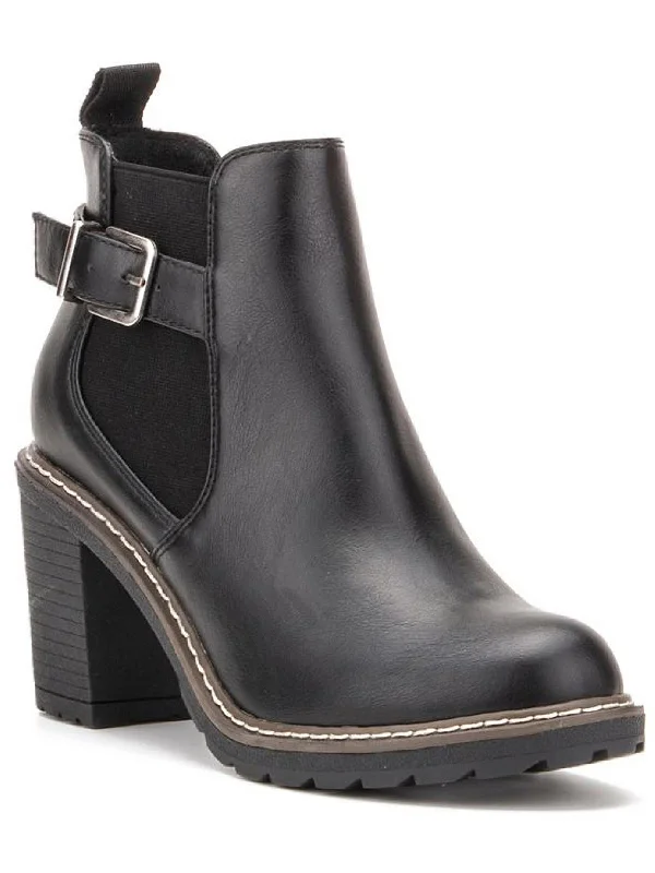 Best ankle boots for snowy days-boots with extra padding-Womens Faux Leather Slip On Ankle Boots