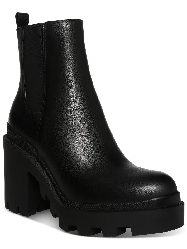 Denny Womens Leather Chunky Chelsea Boots