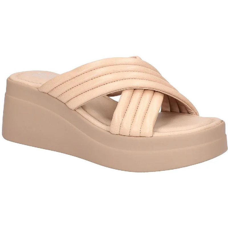 Sandals for beach weddings-Bella Vita Womens Maz-Italy Criss-Cross Front Quilted Wedge Sandals