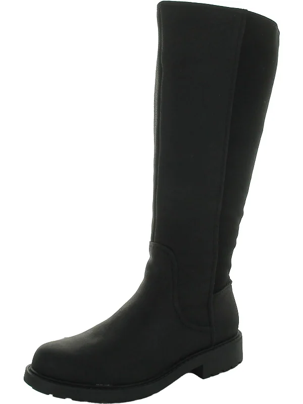 Womens Faux Leather Zipper Knee-High Boots