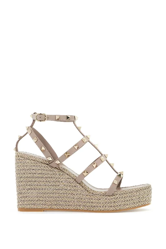 Sandals for warm weather relaxation-VALENTINO GARAVANI Studded Leather Wedge Sandals