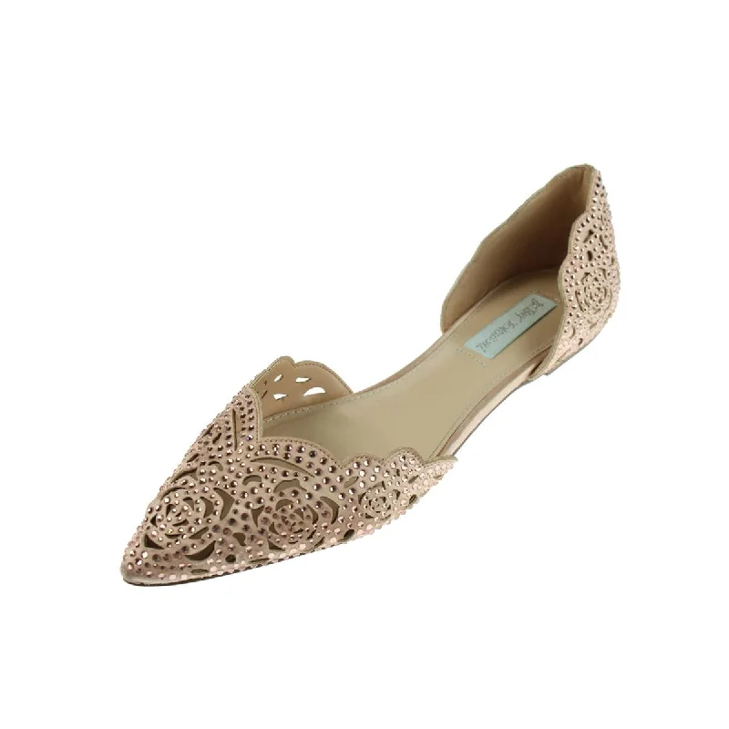 Flats for thrift store-Betsey Johnson Womens Lucy Rhinestone Pointed Toe Flats