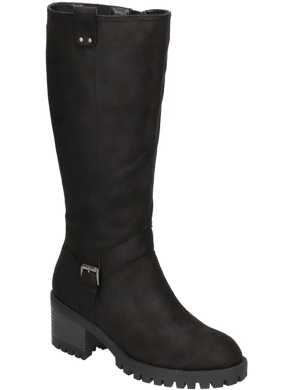 LORIELLE PLUS Womens Faux Leather Buckle Knee-High Boots