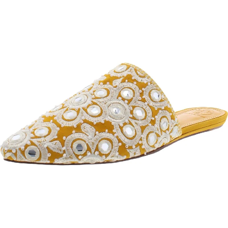 Flats for evening stroll-Tory Burch Womens Elora Suede Embellished Mules