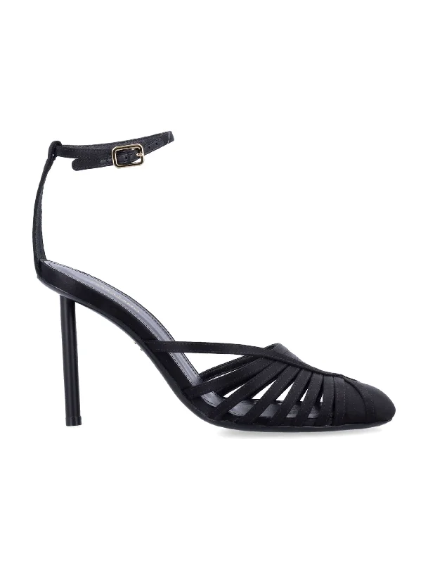 Sandals with playful bead details-Ferragamo Elegant Stiletto Sandals with Ankle Strap - 9.5 cm Heel